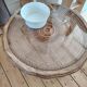 Vintage coffee table from the 1960s – Rattan top with a sunburst pattern