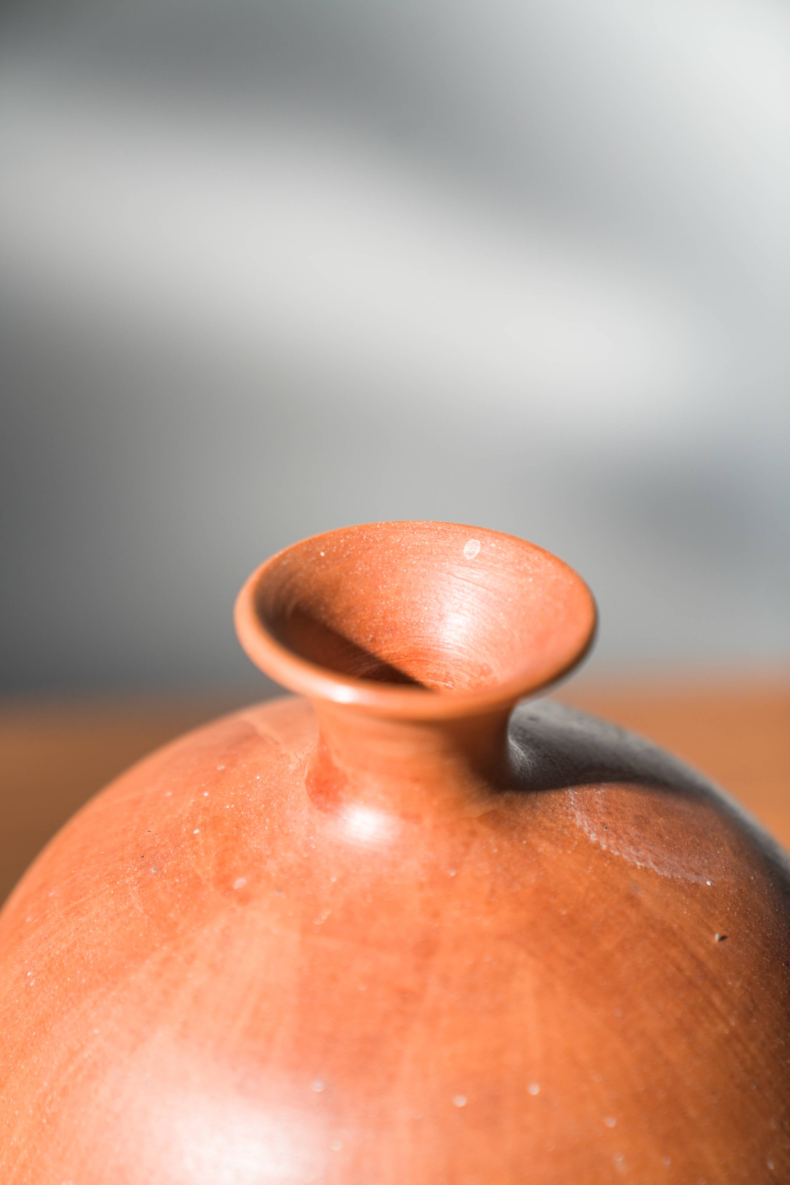 Pair of 1980s-90s Terracotta Vases – Minimalist Organic Shapes