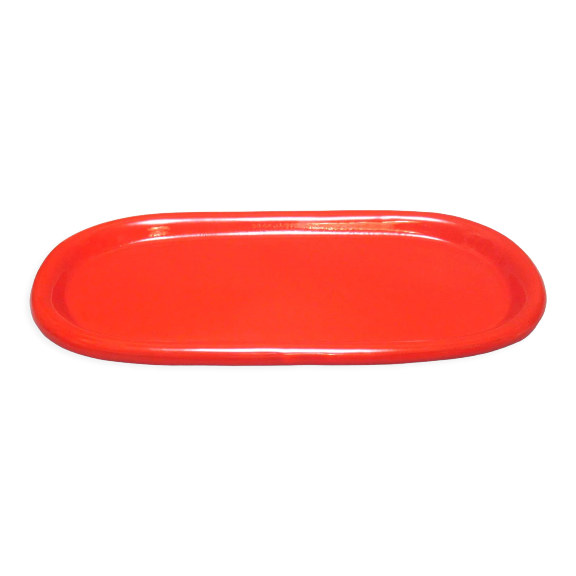 Oval red ceramic dish Italy 60s