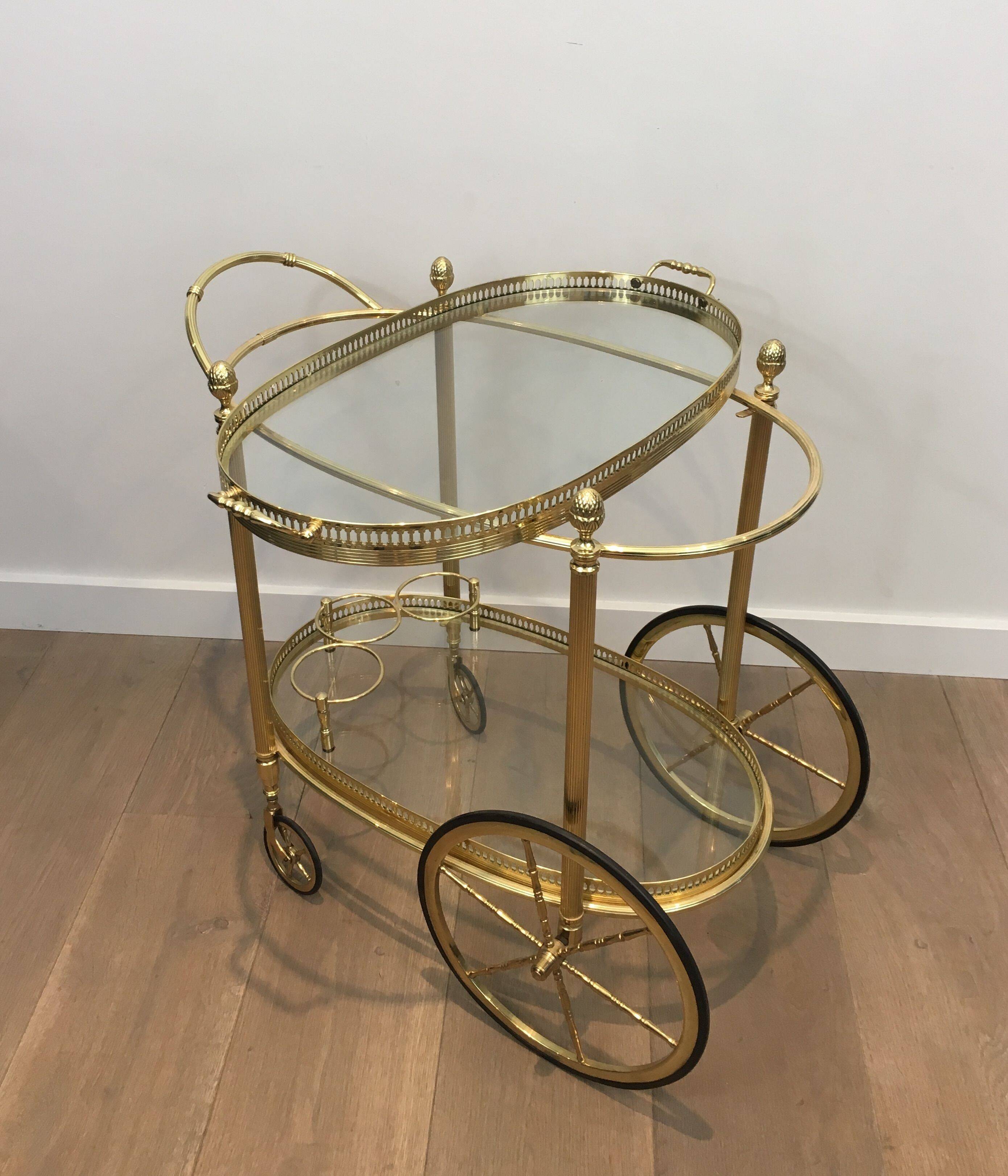 Oval Brass Rolling Table from Maison Baguès