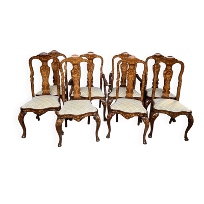 Ensemble de deux fauteuils et six chaises XVIIIe siècle.