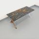 Vintage coffee table from the 60s and 70s in ceramic, chrome metal, and wood.