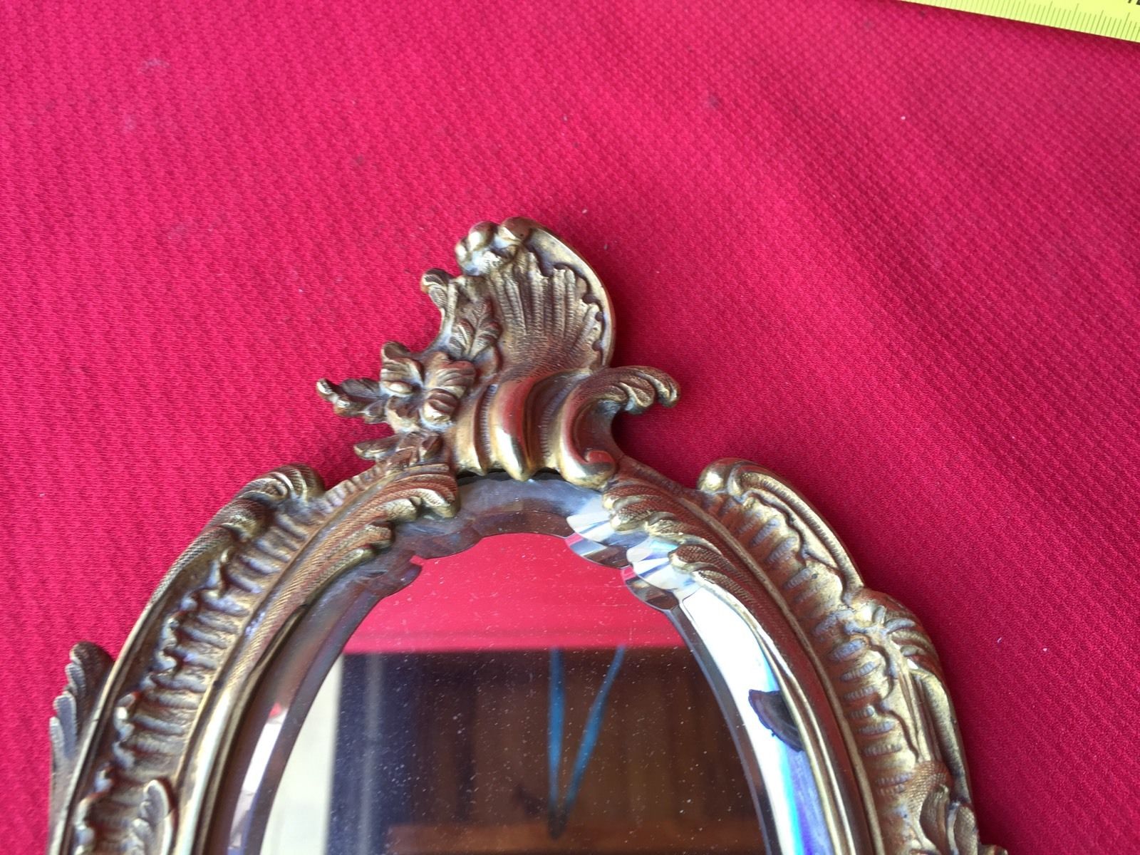 Hand painted gilt bronze nineteenth century louis xv age 1900 canted mirror