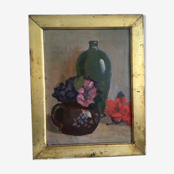 Signed still life oil painting