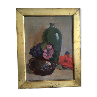 Signed still life oil painting