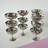 Set of 6 stainless steel bowls with fine feet, Made in France, Design, 1970