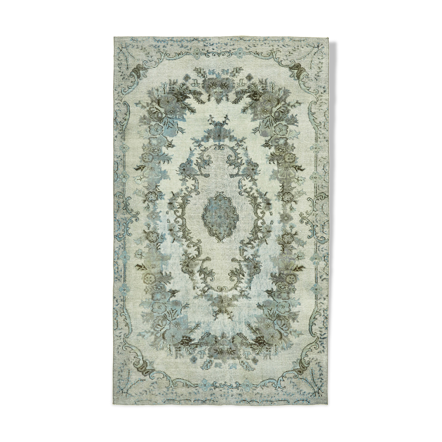 Handwoven 1980s 169 cm x 283 cm blue rug