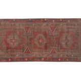 Vintage tribal geometric caucasian runner rug hand-knotted oriental carpet