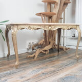 Louis XV coffee table in brass pink marble