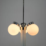 Lustre art déco en chrome et verre, années 1930