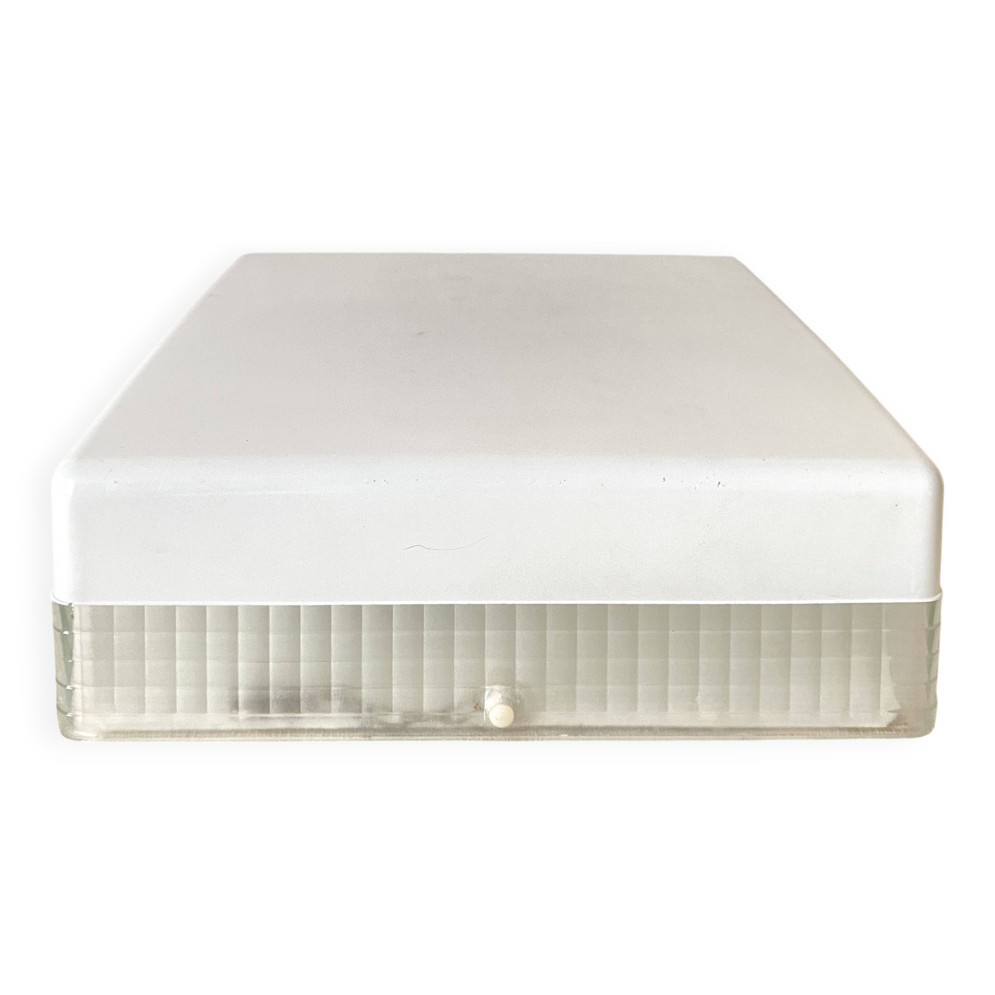 Square holophane ceiling light, industrial style, 1960s