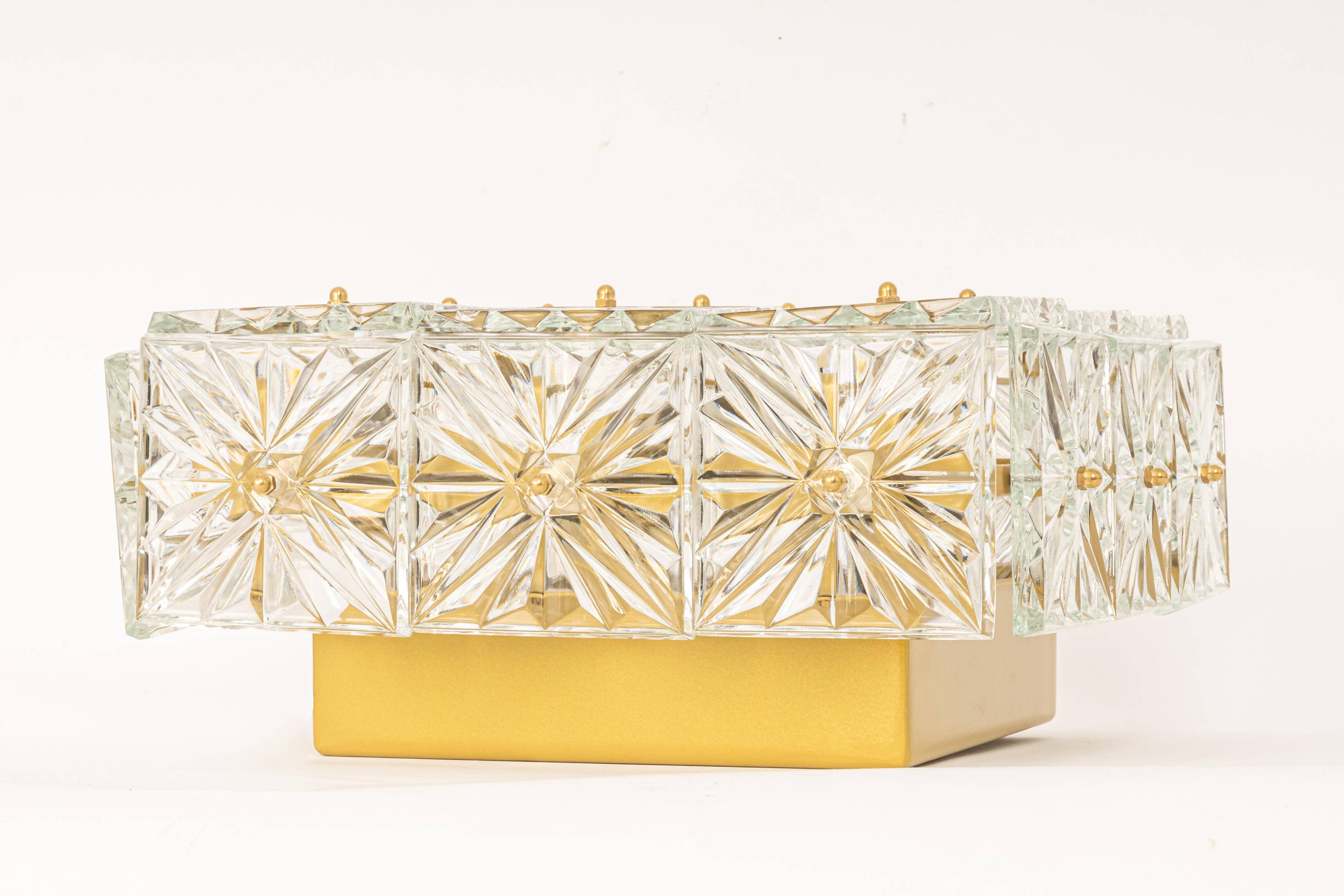 Large ceiling light in faceted crystal by Kinkeldey, Germany.