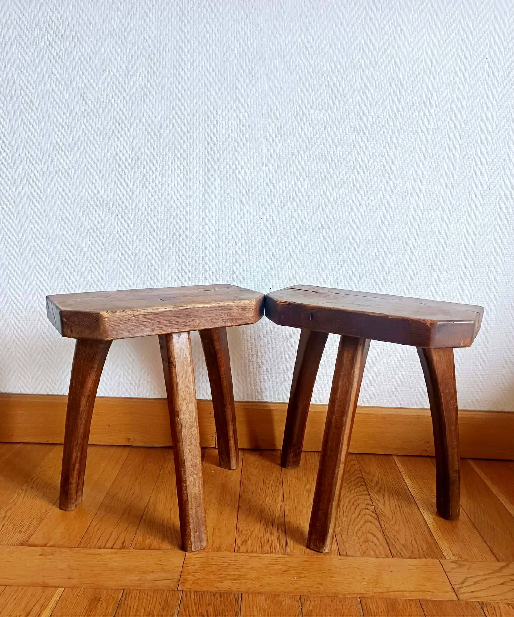Pair of vintage brutalist stools