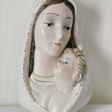 Vintage Italian wall ceramic Virgin and Child