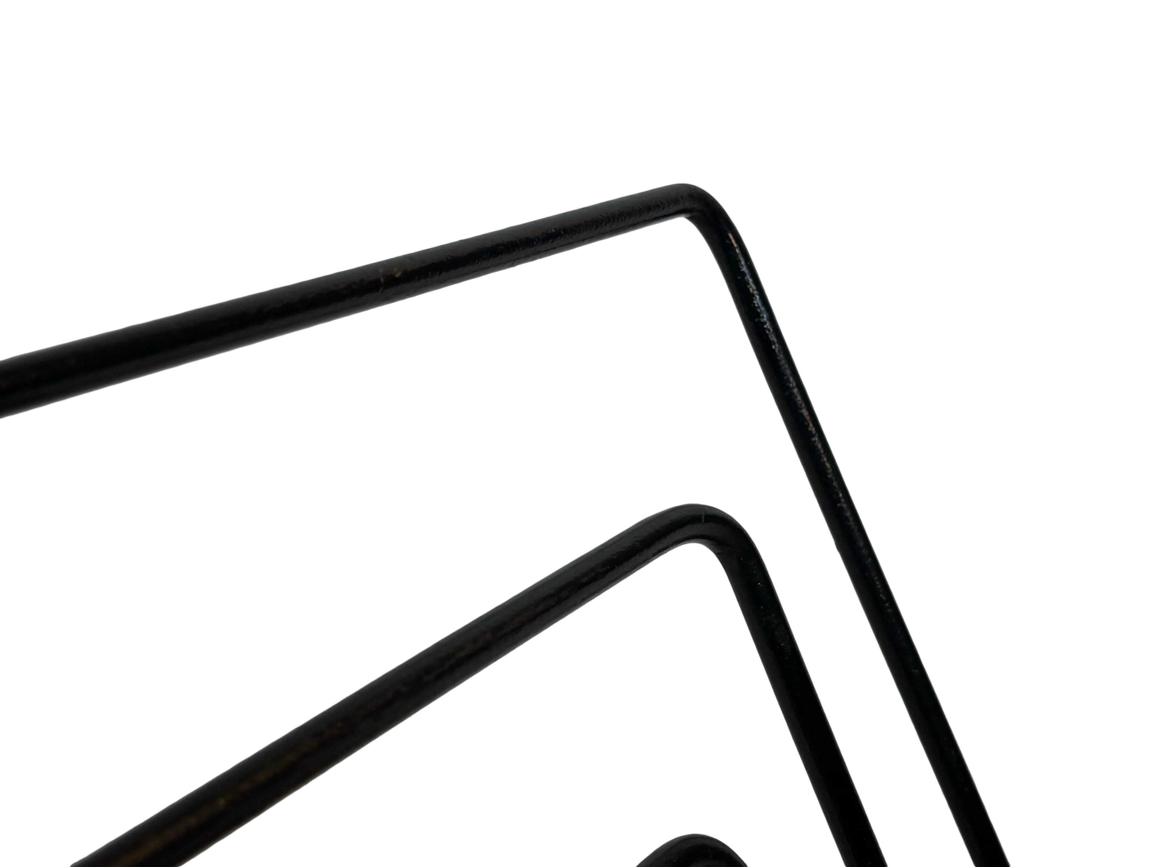 Vintage Reading Basket Steel Oak Magazine Rack 50's design