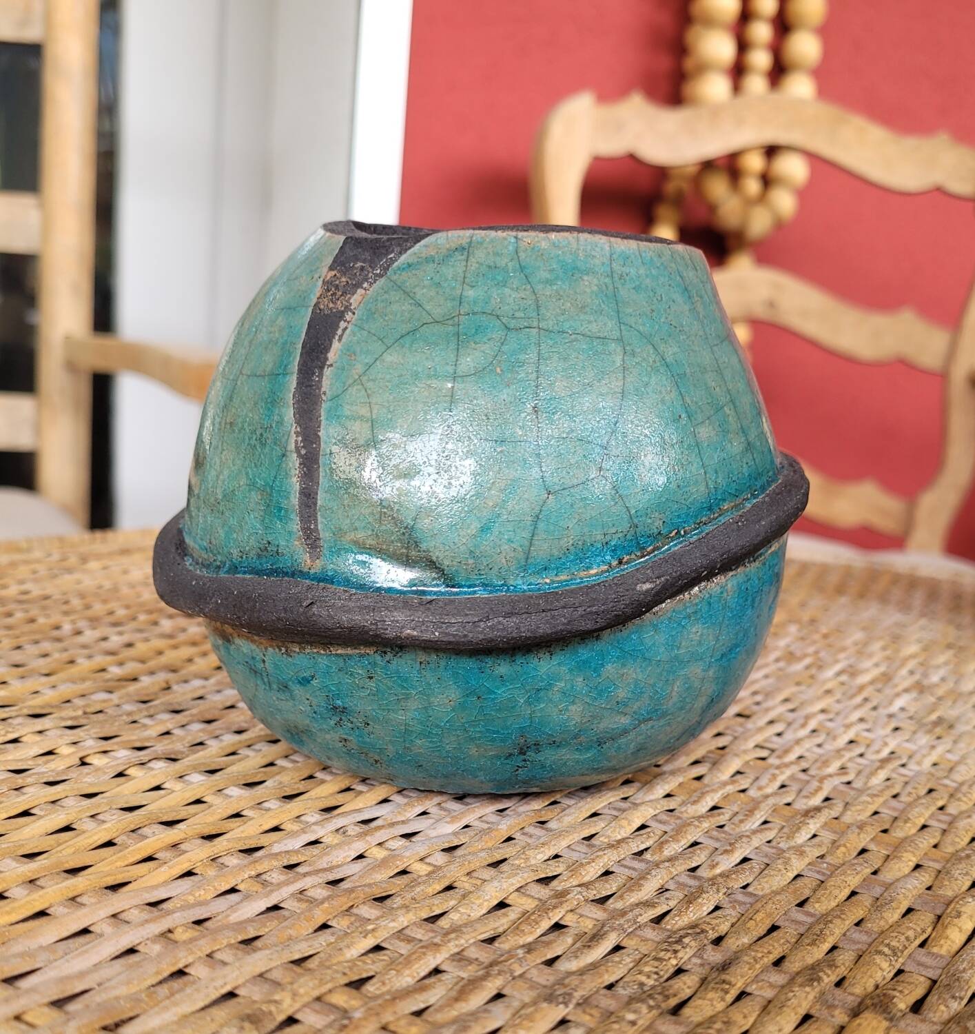 Raku ball vase
