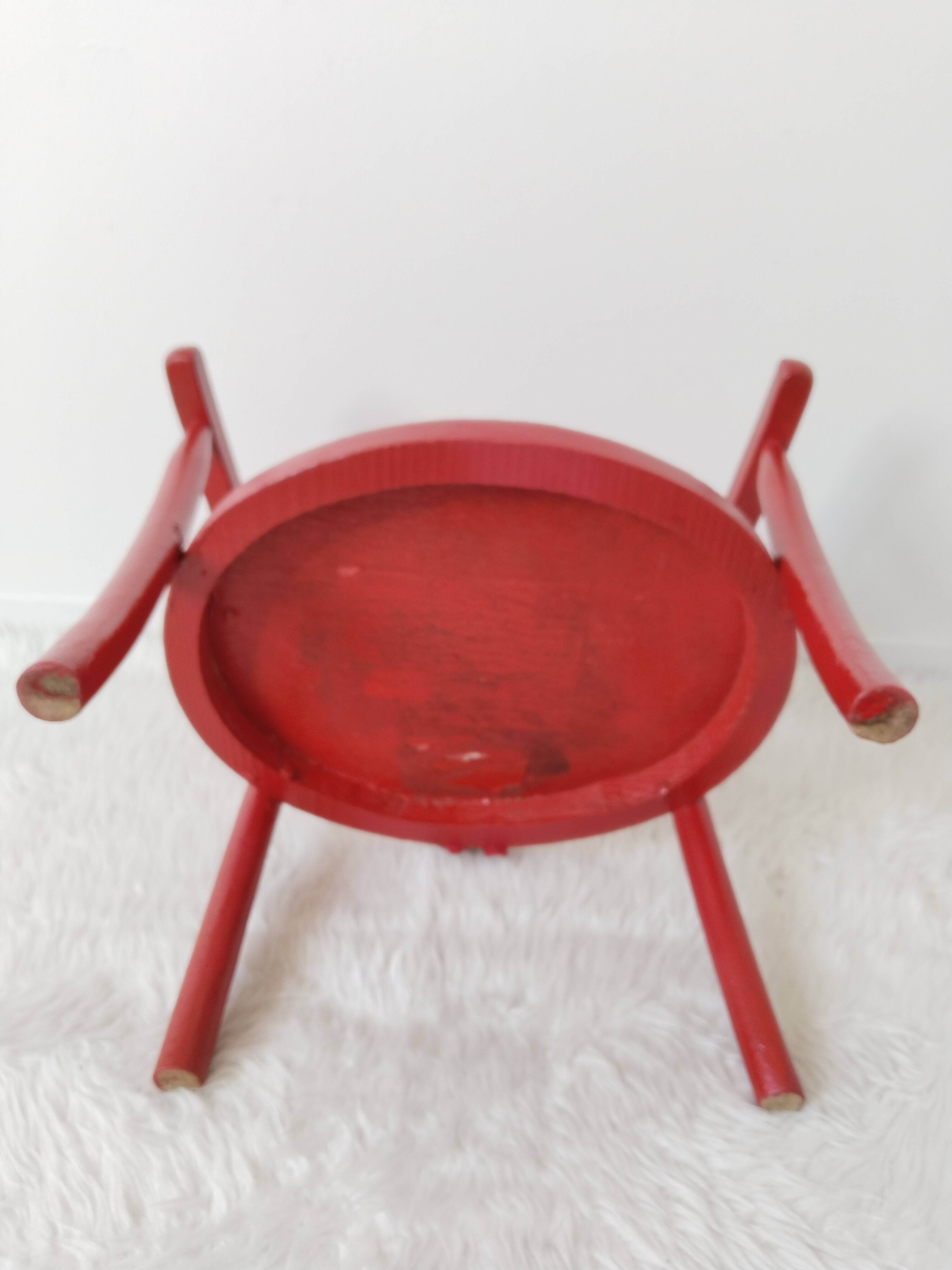 Baumann wooden children's armchair, Liberty cushion, 1950s