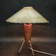 1960s Space Age Tripod Wood Table Lamp with Original Shade, Czechoslovakia