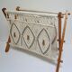 Magazine holder macramé cotton and vintage wood 70s