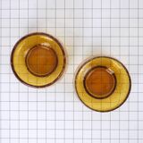 Two yellow bubble glass bowls