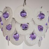 Sphera chandelier by Gino Vistosi, purple and white murano glass, Italy, 1970