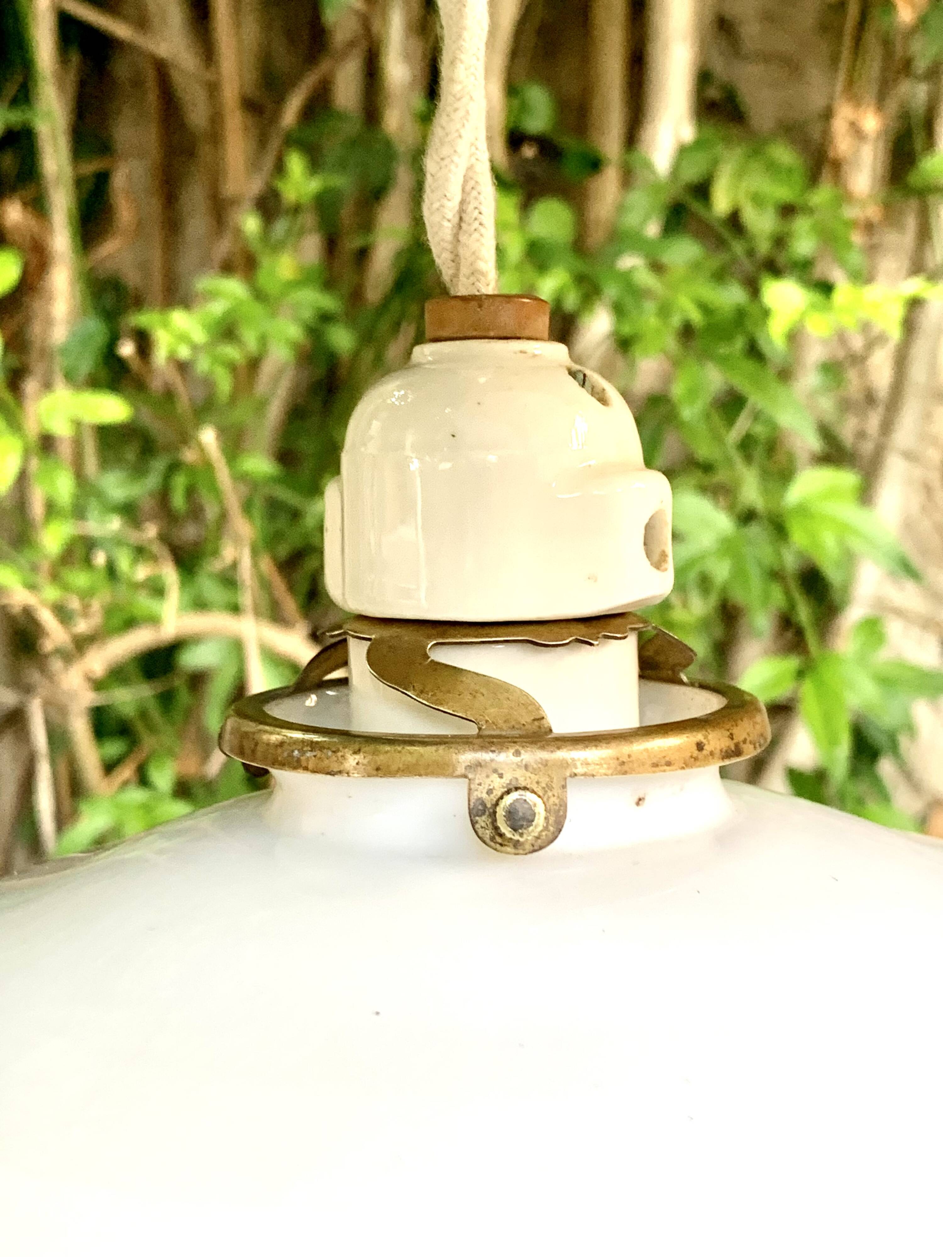 Pair of opaline bistro 1920 porcelain sockets