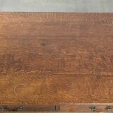 Antique English oak coffee table from the 20th century with two drawers