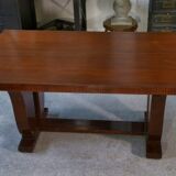 Art Deco mahogany veneer table in the style of Jules Leleu, 1930s