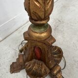 Polychrome carved wooden floor lamp, 20th century.