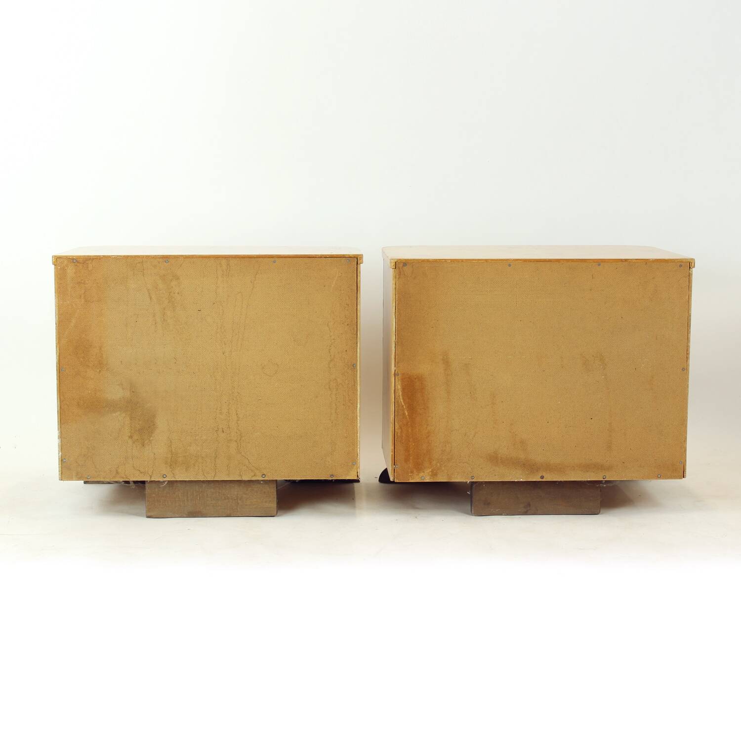 Art Deco Bedside Tables In Root Veneer, Czechoslovakia 1940s