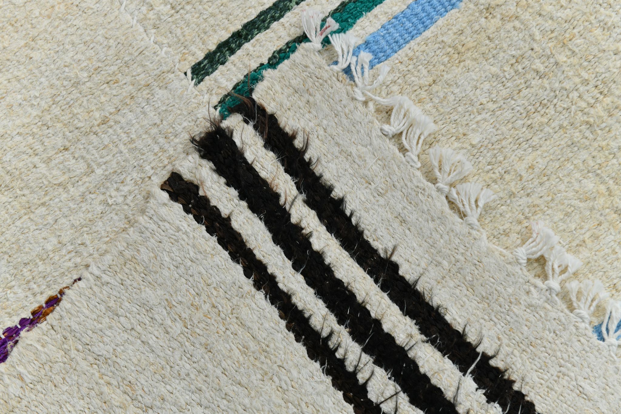 Tapis de chanvre vintage texturé neutre, 168x304cm