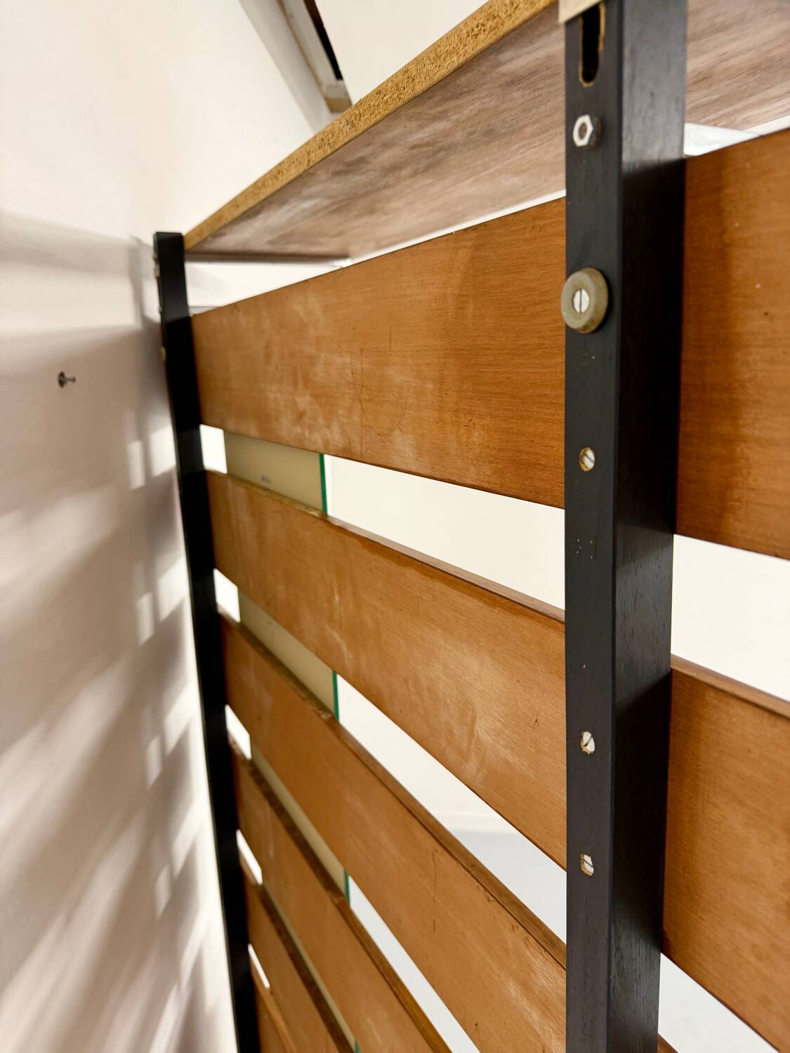 Scandinavian design teak wall unit with entrance door from the 70s