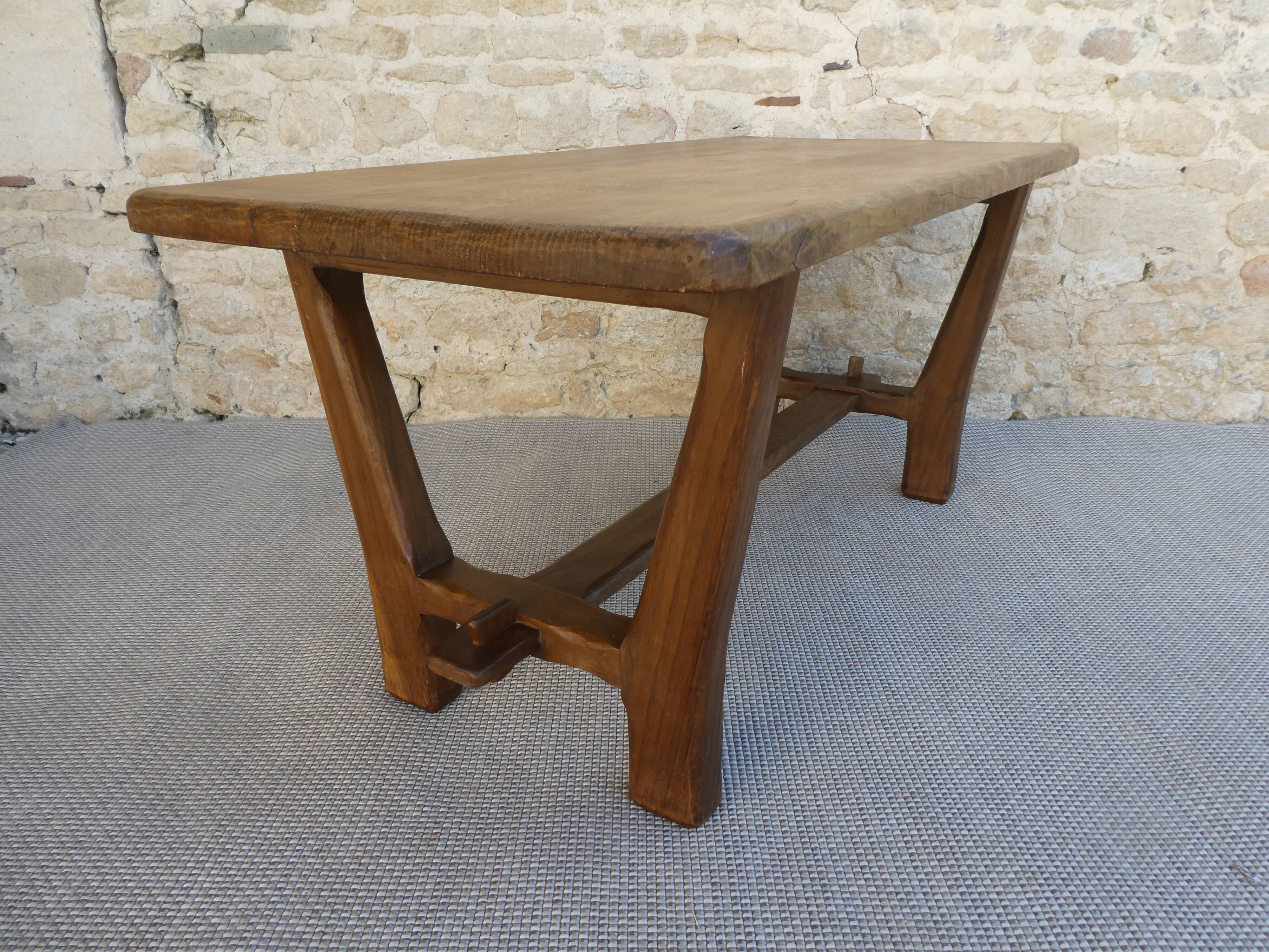 Solid wood coffee table, brutalist