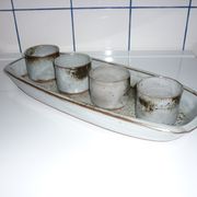 Ceramic fish dish and 4 pots for sauces from the 1960s
