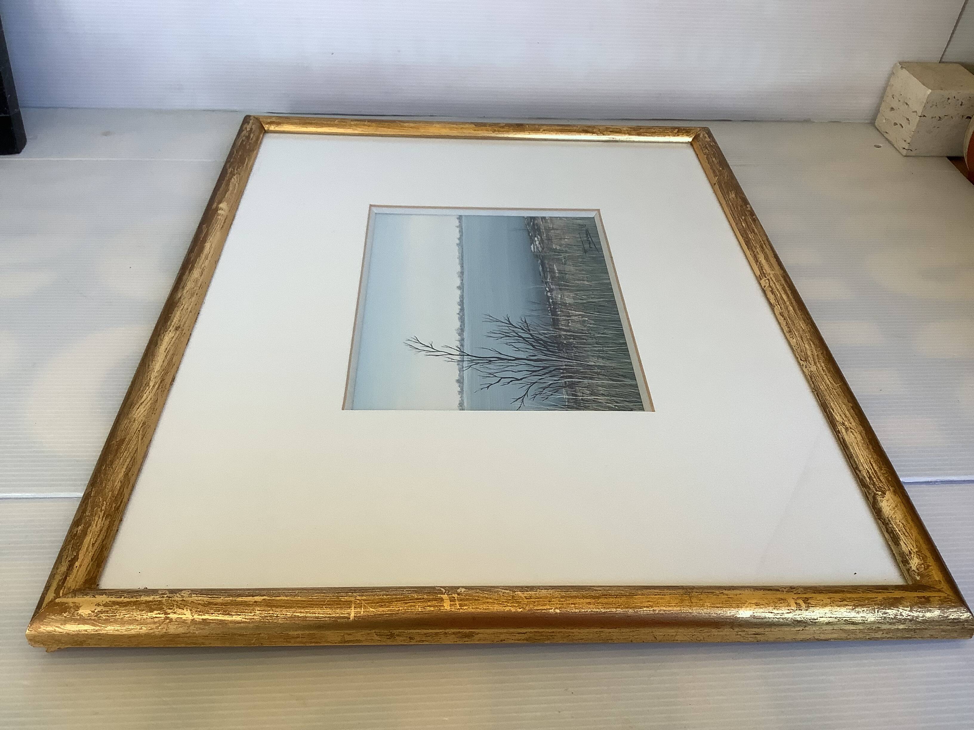 Tableau encadré la Camargue signé Michel Tombereau