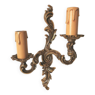 classic style wall lamp, Louis XV in gilded metal in bronze or brass effect candle holder and candlestick