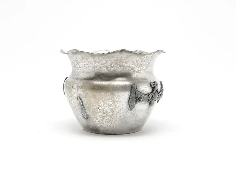 Sugar bowl, Art Nouveau, silver-plated brass, Poland, 1920s