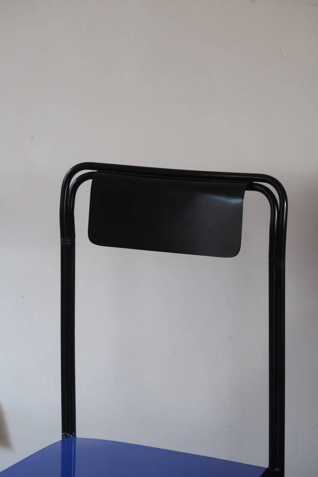 Chair Kaa by Francesco Soro, blue lacquered metal, 1980s