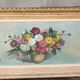 Large vintage painting of a bouquet of flowers signed EA Foix