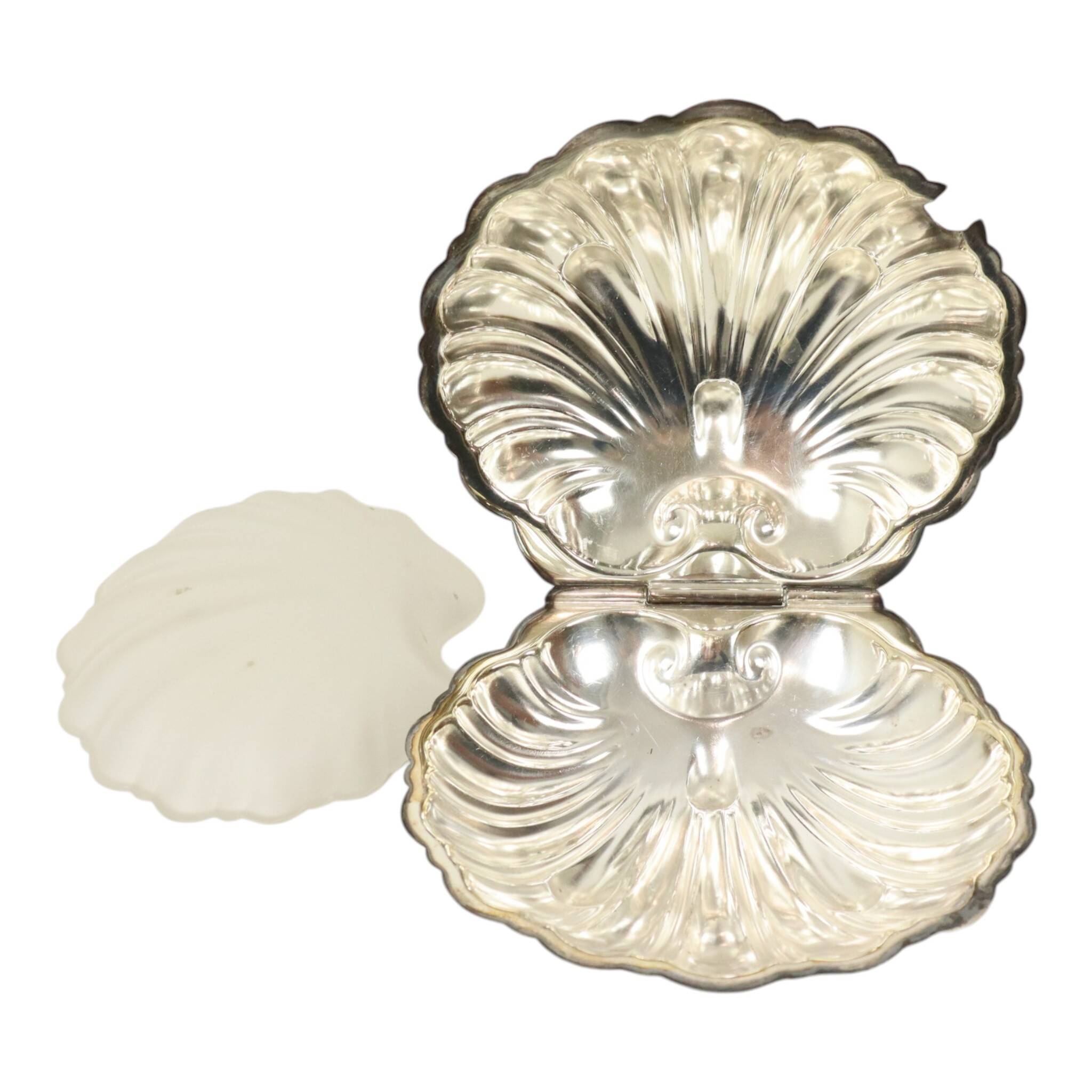 Silver-Plated Shell Butter Dish Caviar Holder Made in England
