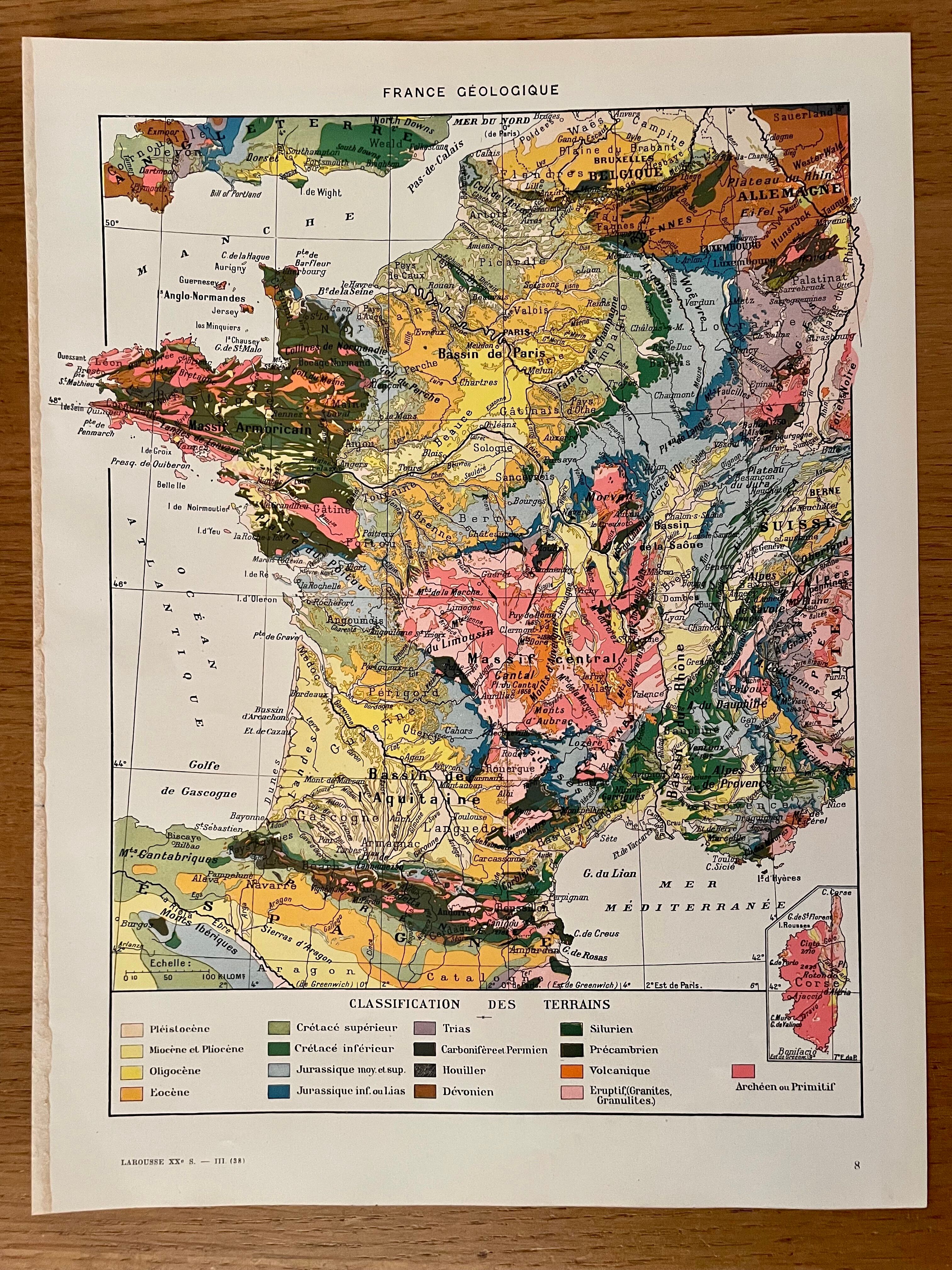 Old geological map of France - 1930