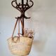 Antique curved wooden coat rack in the Thonet style, 1875.