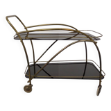 Mid-Century French Brass & Glass Serving Bar Cart, 1960s