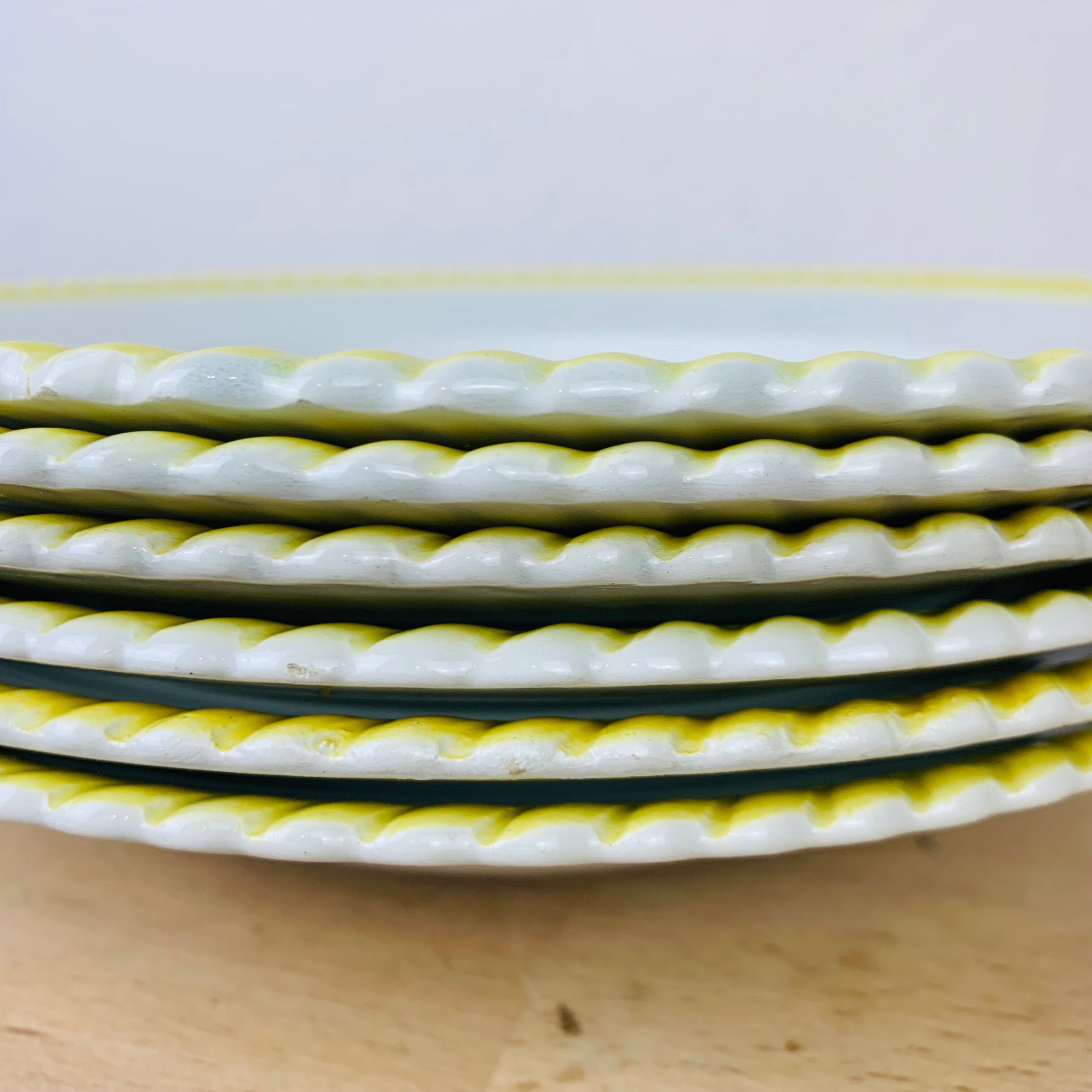 Set of 6 vintage hollow plates in earthenware