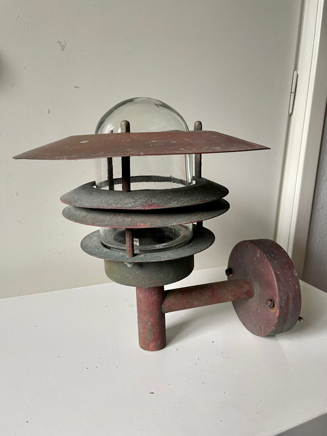 Classic Danish  Outdoor Wall Lamp in Copper