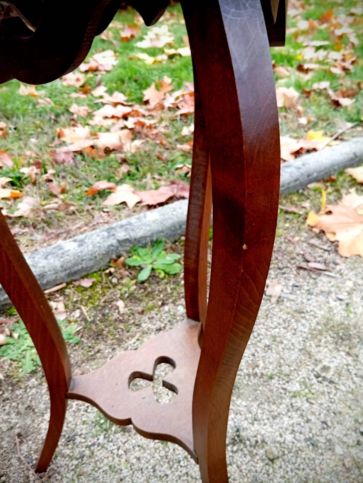 Wood and marble stool