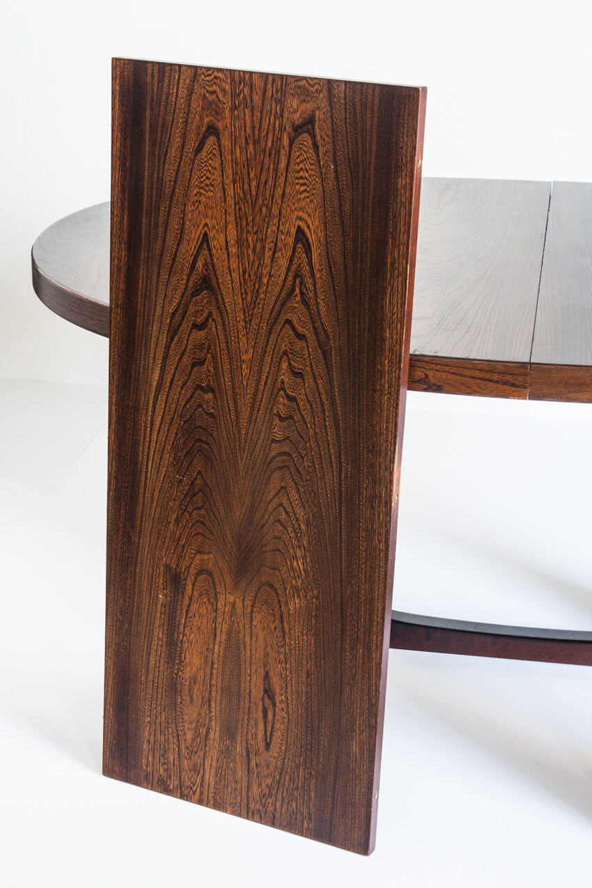 Vintage elm wood table with two extensions, France 1970