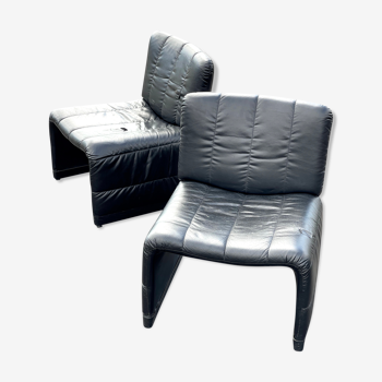 Lot de 2 Fauteuil Vintage cuir à restaurer style Castelli 1970