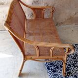 Rattan cane bench