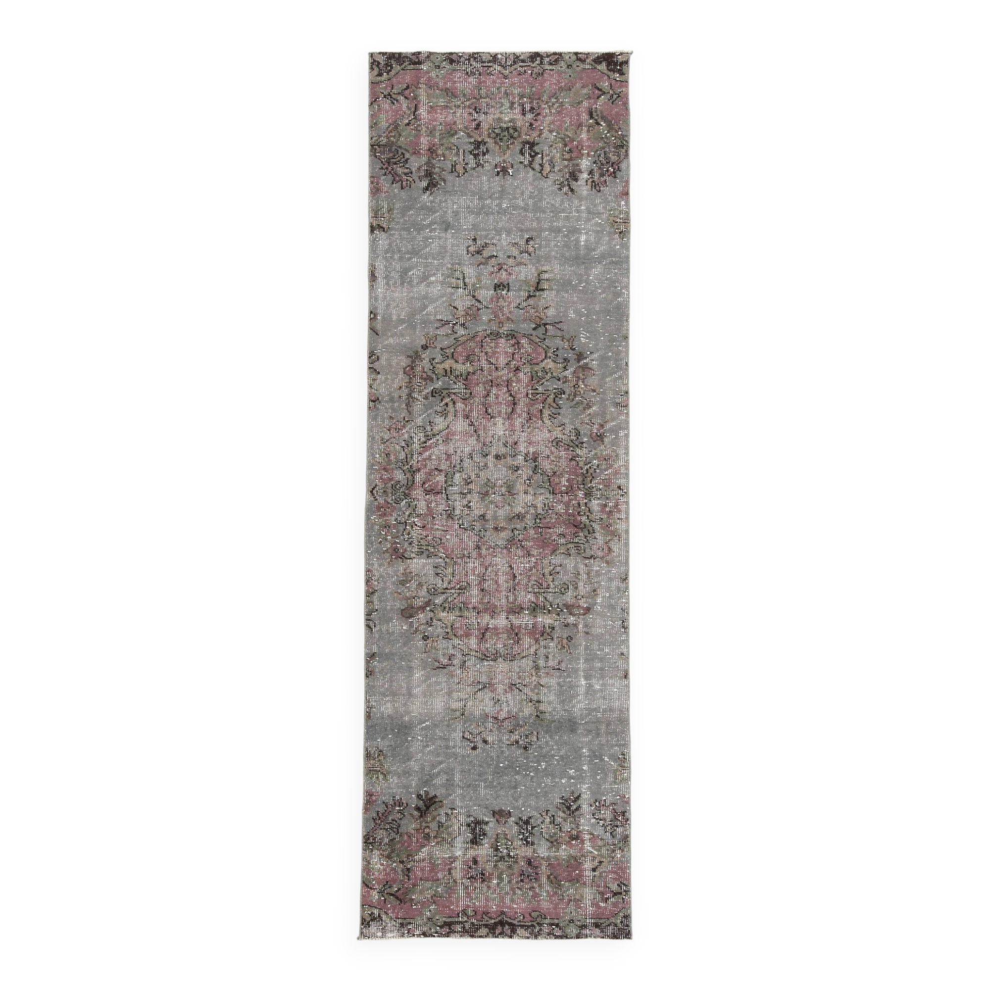 3x9 Soft Handmade Burgundy Vintage Runner Rug